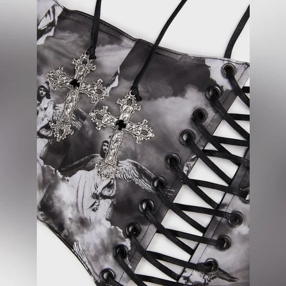 NWT Dolls Kill Widow Bound By Soul Waist Cincher Corset Size L/XL - Picture 3 of 15